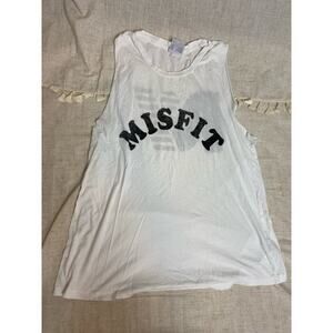 Rebel Yell Misfit Graphic White Tank Top Size Medium